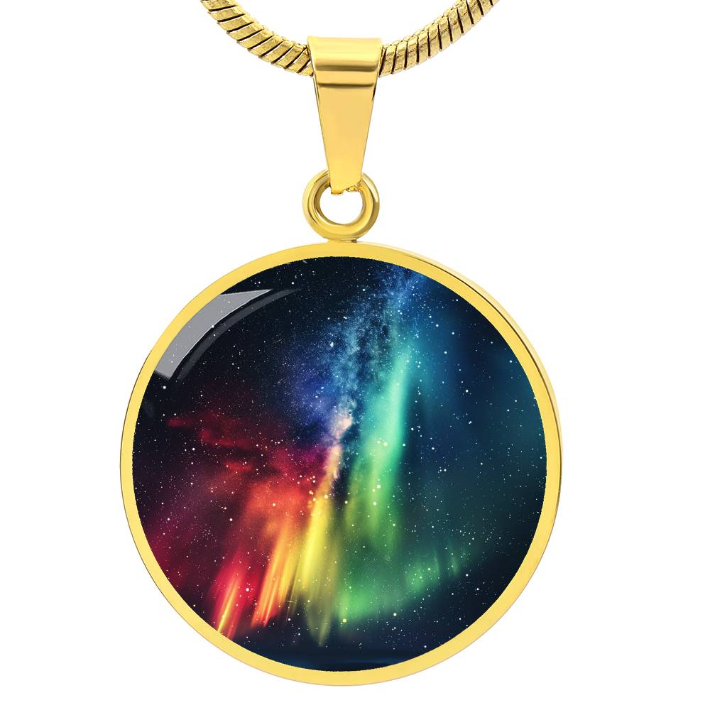 Rainbow Northern Stars Circle Pendant Necklace