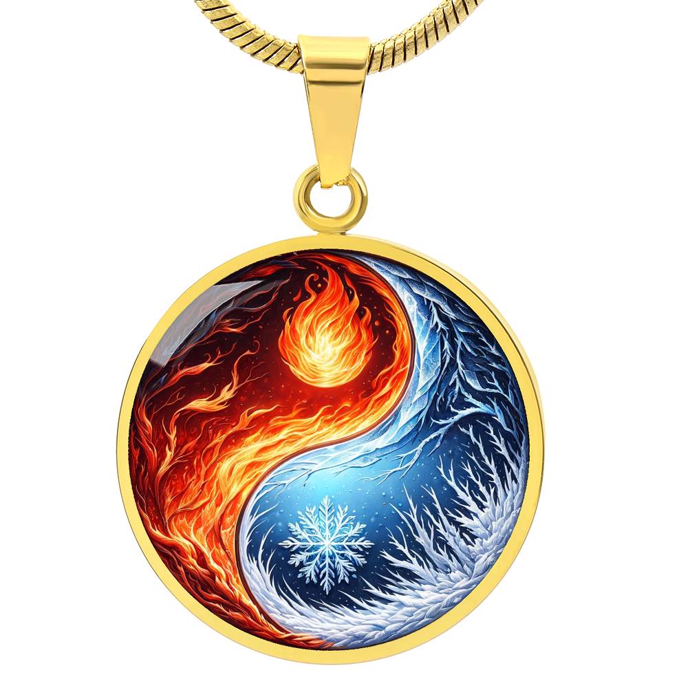 Ice And Fire Yin Yang Circle Pendant Necklace