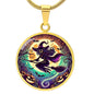 Flying Witch Halloween Circle Pendant Necklace