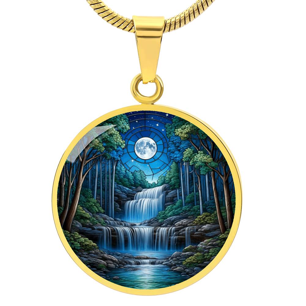 Moonlit Waterfall Circle Pendant Necklace
