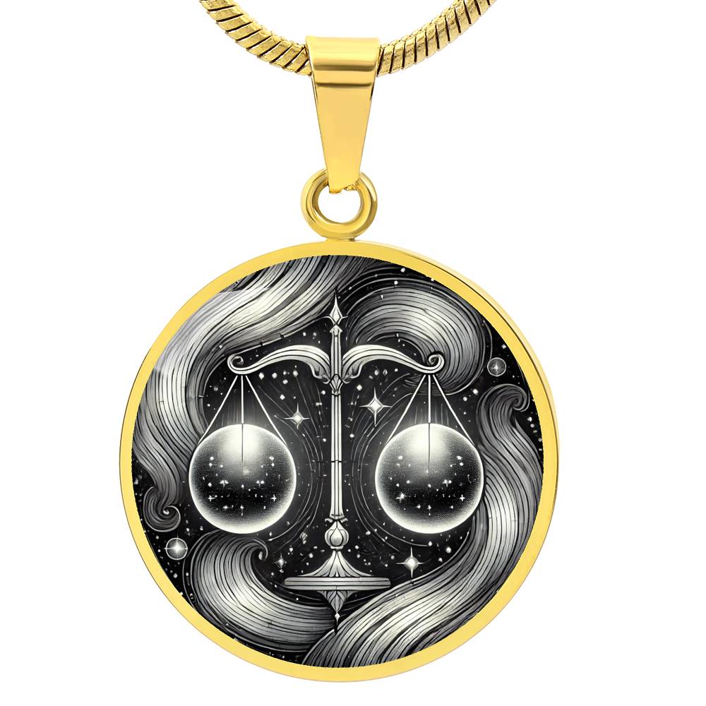 Harmonic Libra Balance Circle Pendant Necklace