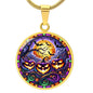 Spooky Jack O'Lanterns Circle Pendant Necklace