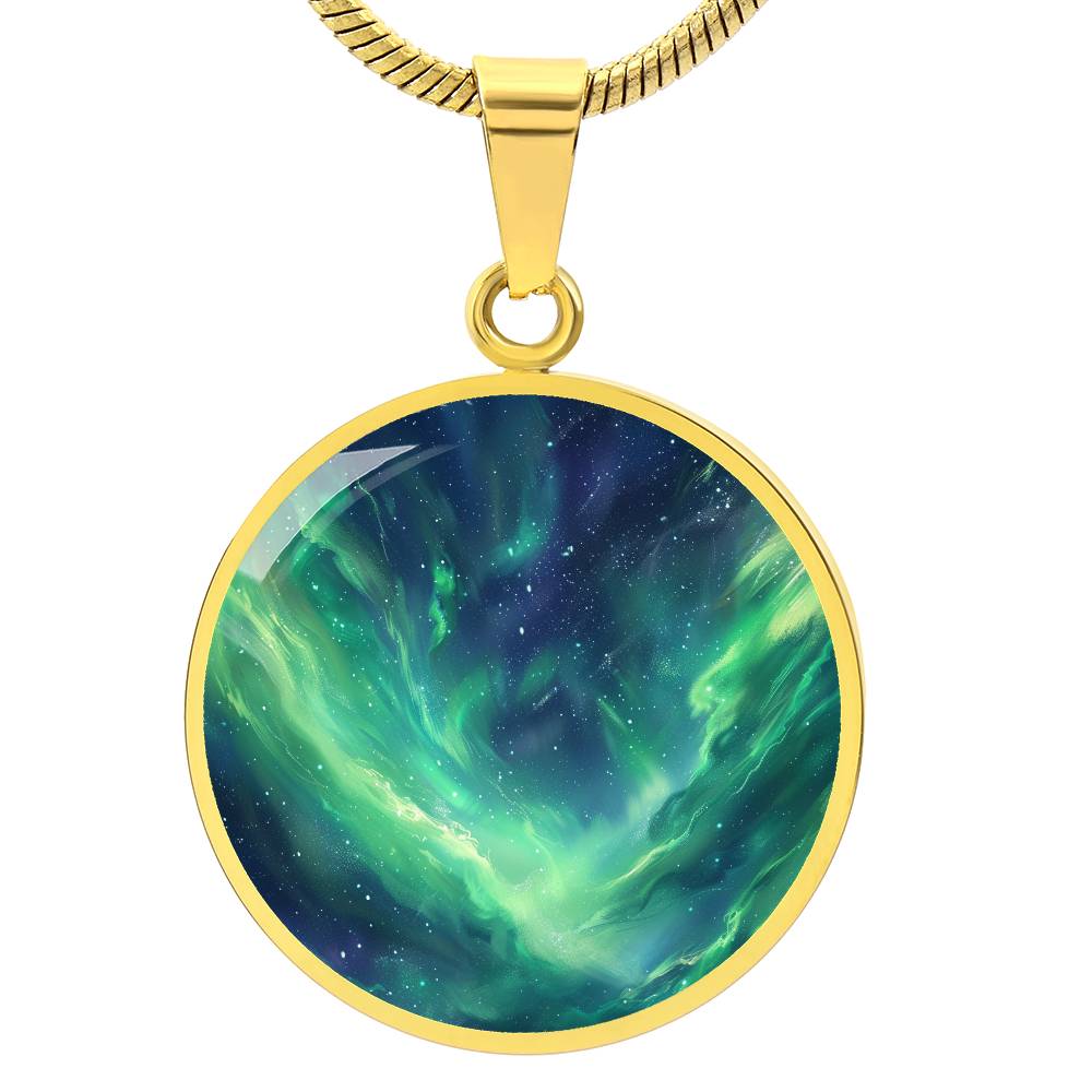 Ethereal Aurora Circle Pendant Necklace