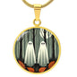 Spooky Ghosts Halloween Circle Pendant Necklace