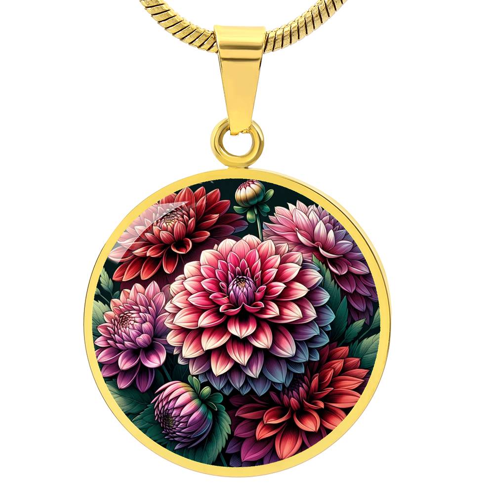 The Dahlias Circle Pendant Necklace