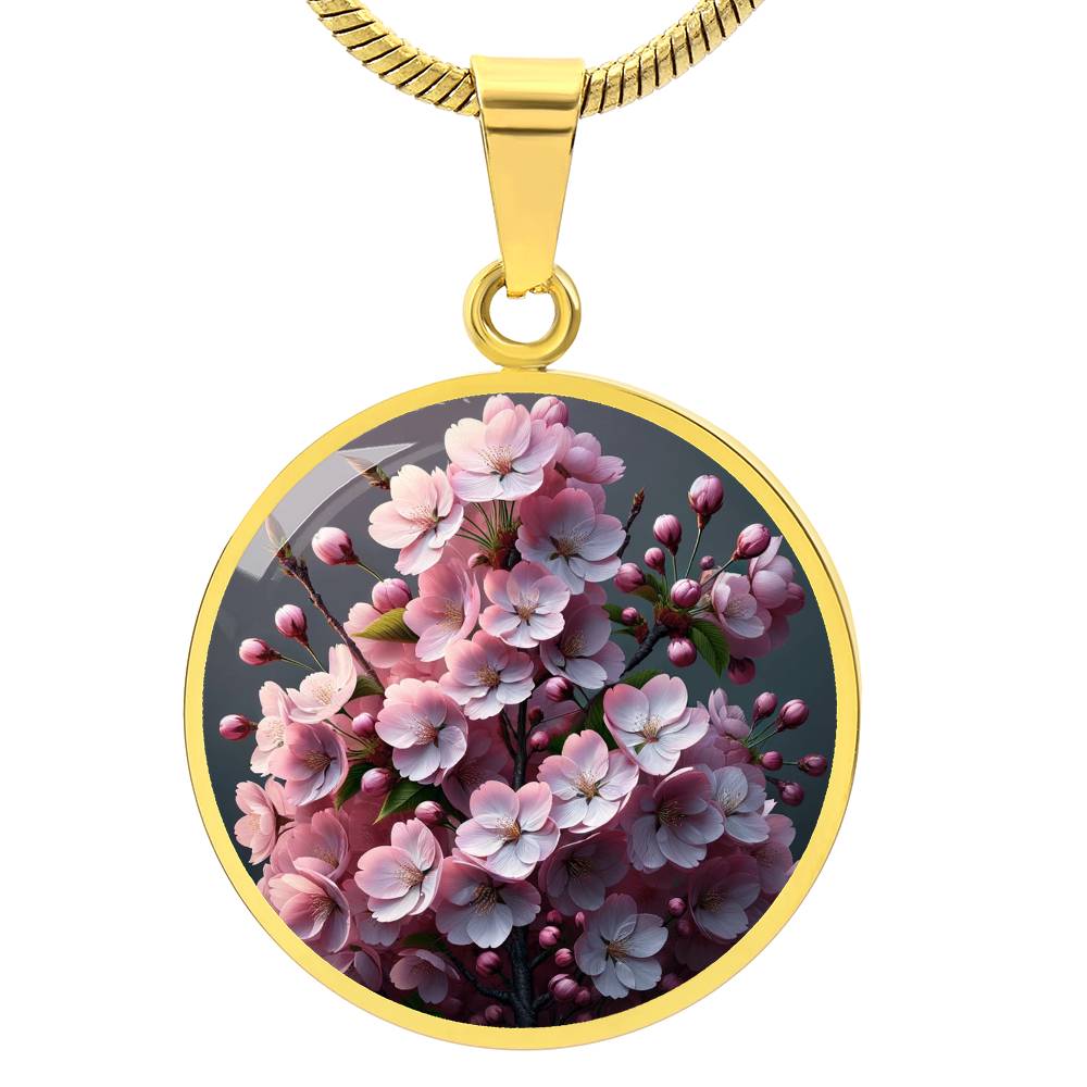 The Cherry Blossom Sakura Circle Pendant Necklace