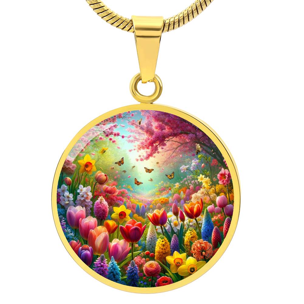 Spring Awakening Circle Pendant Necklace