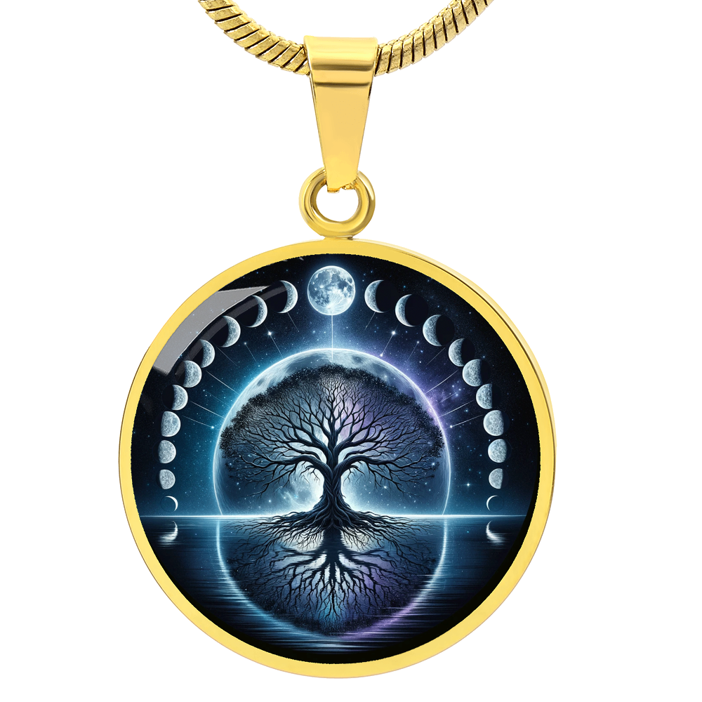 Tree of Life Moons Circle Pendant Necklace