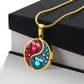 Yin-Yang Hearts Circle Pendant Necklace