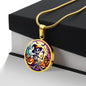 Party Skeleton Halloween Circle Pendant Necklace