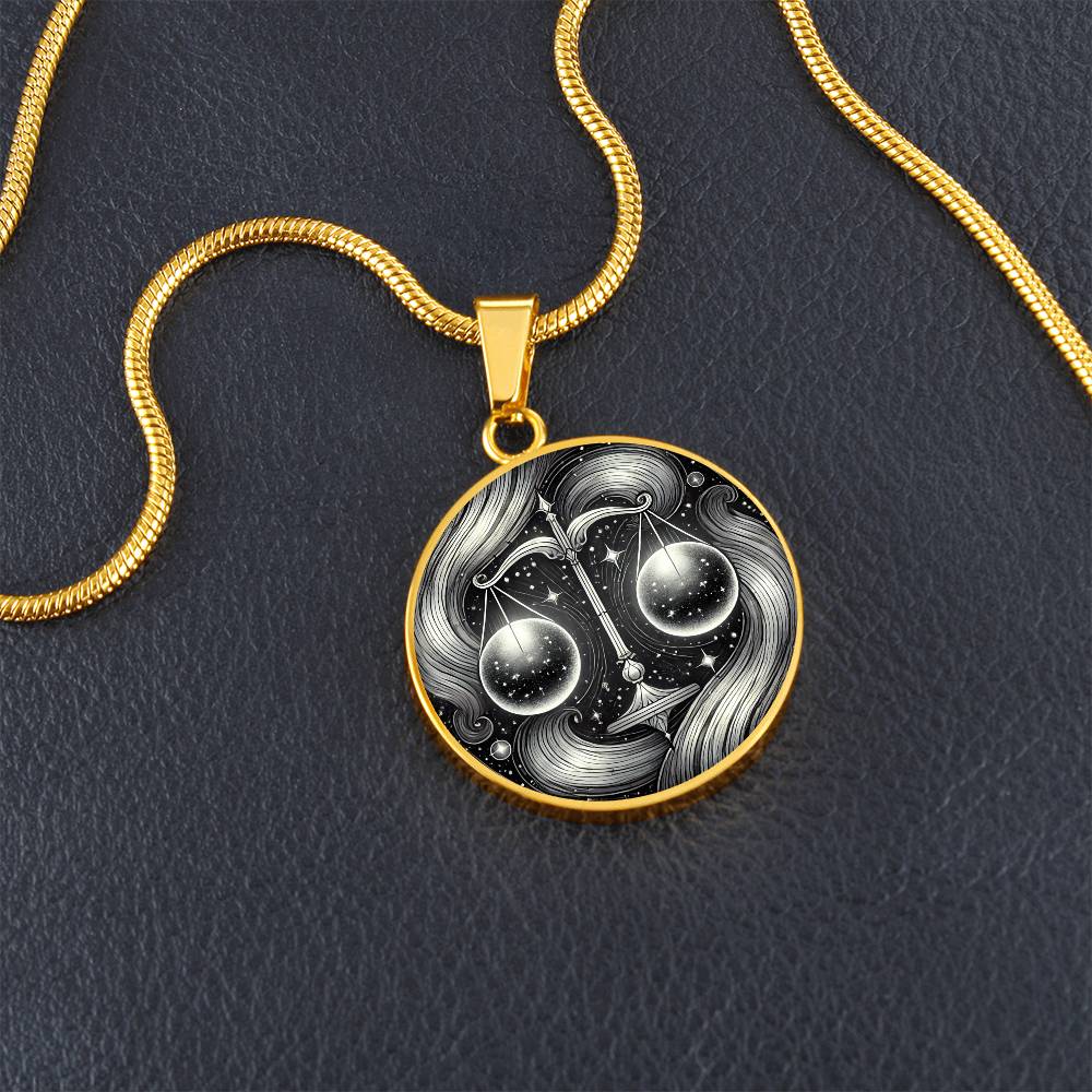 Harmonic Libra Balance Circle Pendant Necklace