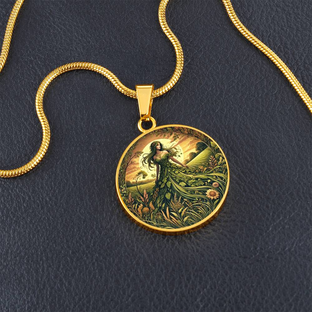 Earth Virgo Circle Pendant Necklace