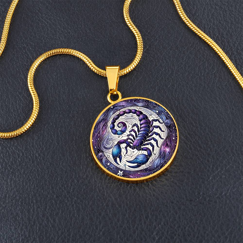 Cosmic Scorpio Circle Pendant Necklace