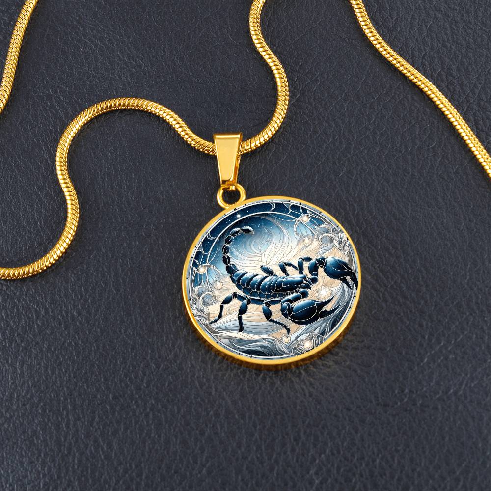 Lunar Scorpio Scorpion Circle Pendant Necklace
