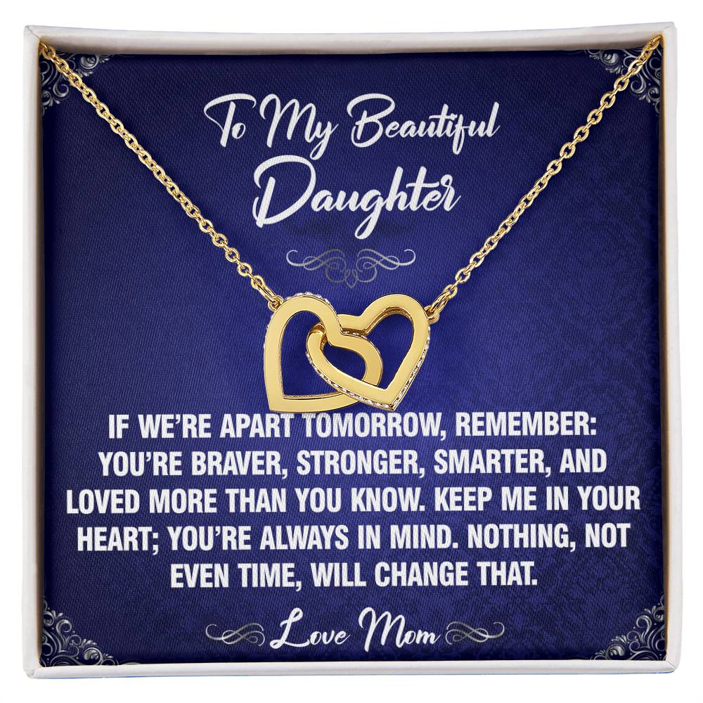 If We're Apart - To Daughter From Mom Interlocking Heart Necklace