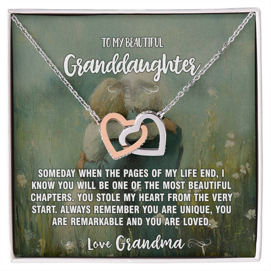 Pages of Life Grandma To Granddaughter Hearts Necklace 10