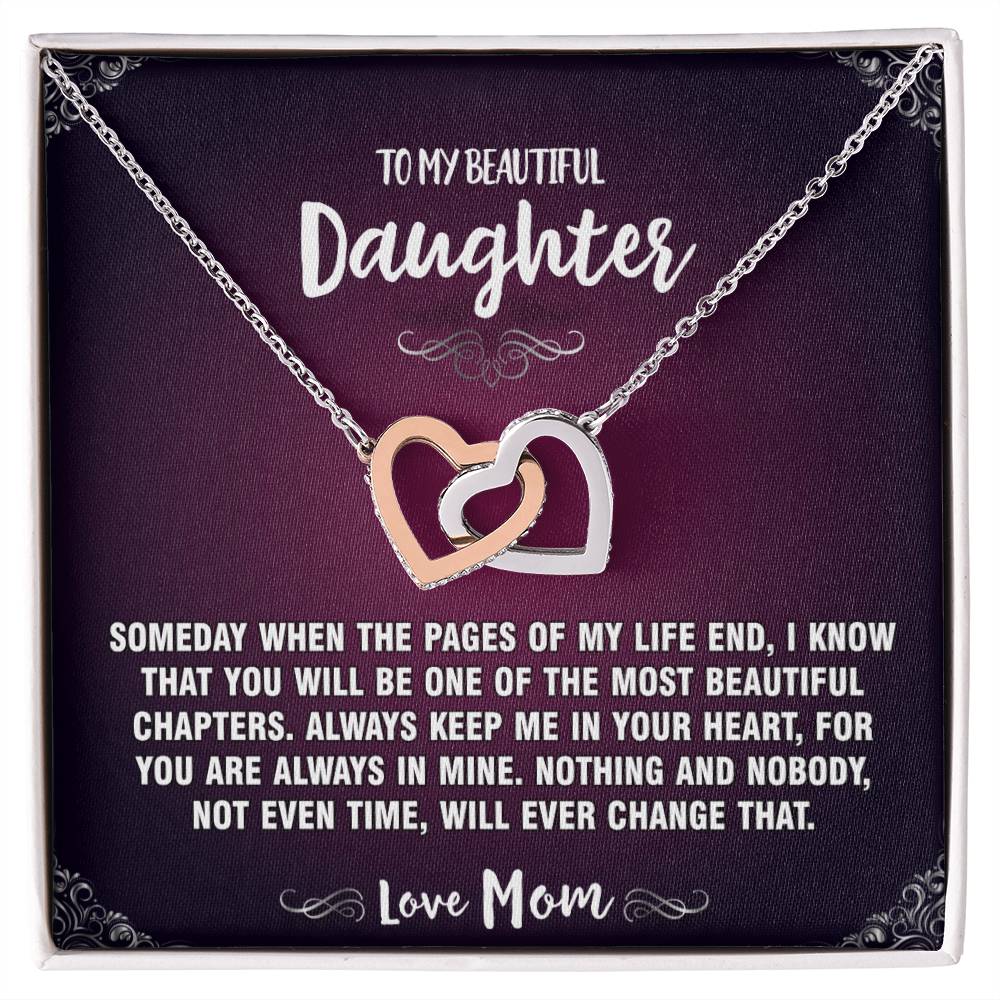 When The Pages End Mom To Daughter Hearts Necklace