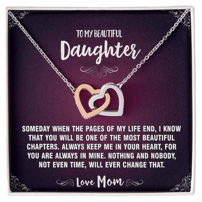 When The Pages End Mom To Daughter Hearts Necklace