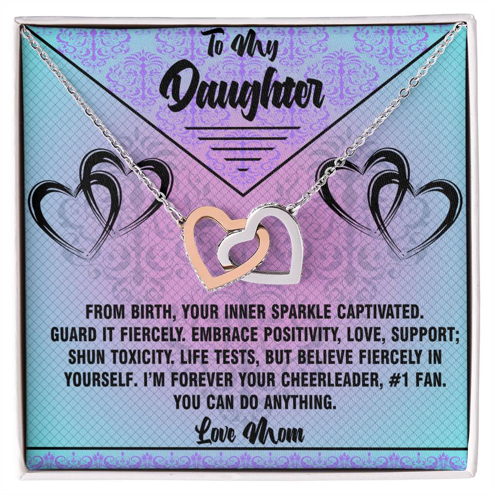 Inner Sparkle - To Daughter From Mom Interlocking Heart Necklace