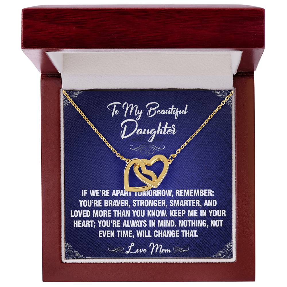 If We're Apart - To Daughter From Mom Interlocking Heart Necklace