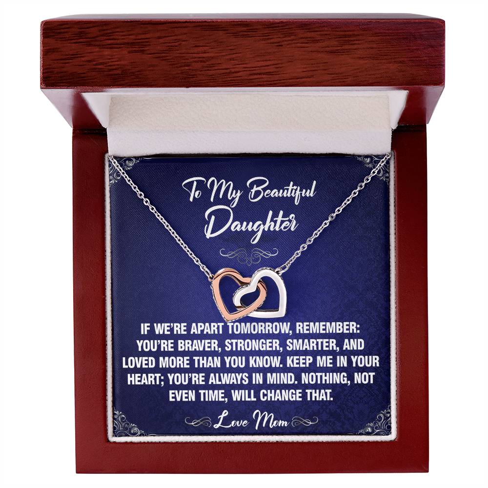 If We're Apart - To Daughter From Mom Interlocking Heart Necklace
