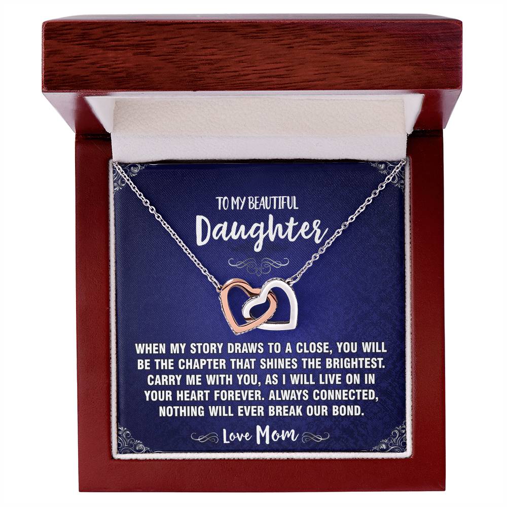 When Story Draws To Close Mom To Daughter Hearts Necklace