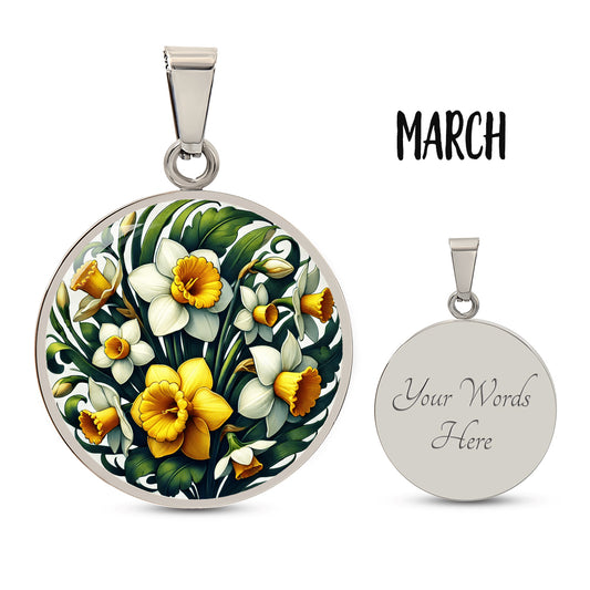 March Birth Flower - Daffodils Pendant Necklace